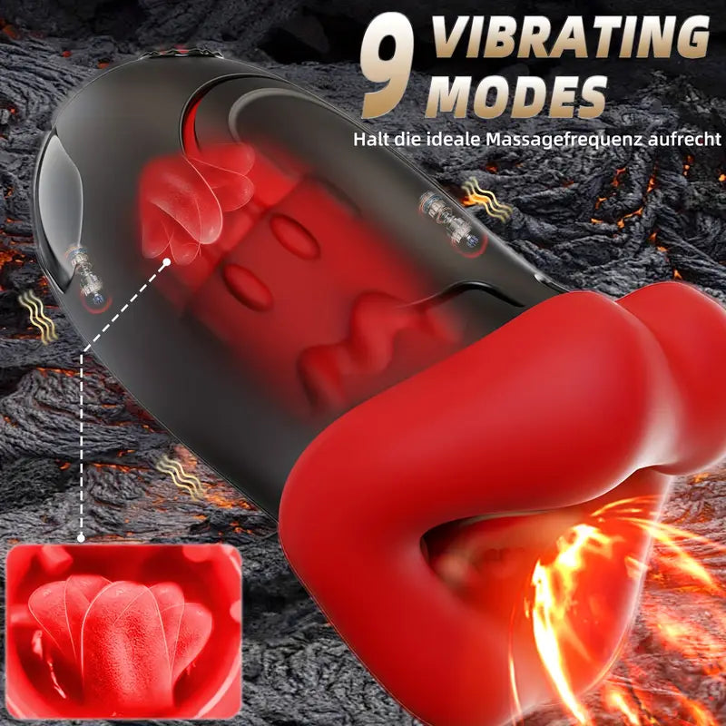 Elektrischer Masturbator Oralsex Stroker Blowjob Taschenmuschi mit 9 Vibrationsmodi