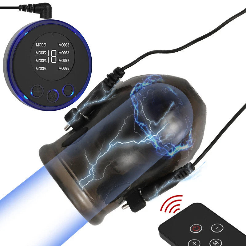 E-stim Extrem Eichel Hülse Penis Trainer Set mit 8 Elektroschock-Modi